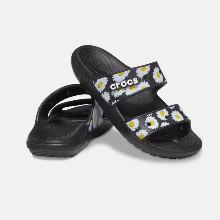 כפכף קרוקס סלייד שחור בהדפס פרחוני Classic Crocs Vacay Black Daisy 207284-0zi - Image 4