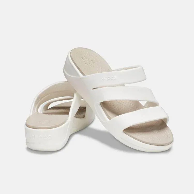 כפכף קרוקס רצועות בצבע לבן Crocs 206304-159 Crocs Monterey Strappy Wedge - Image 4