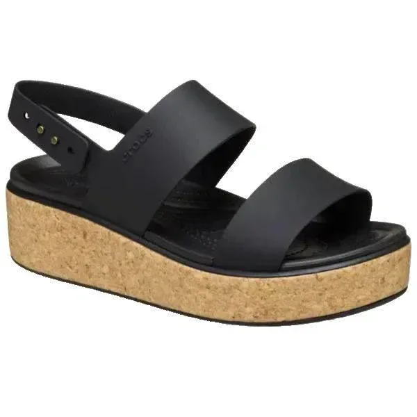 כפכפי קרוקס ברוקלין לנשים Crocs 211144-060 Brooklyn Cork Low Wedge BLK - Image 2