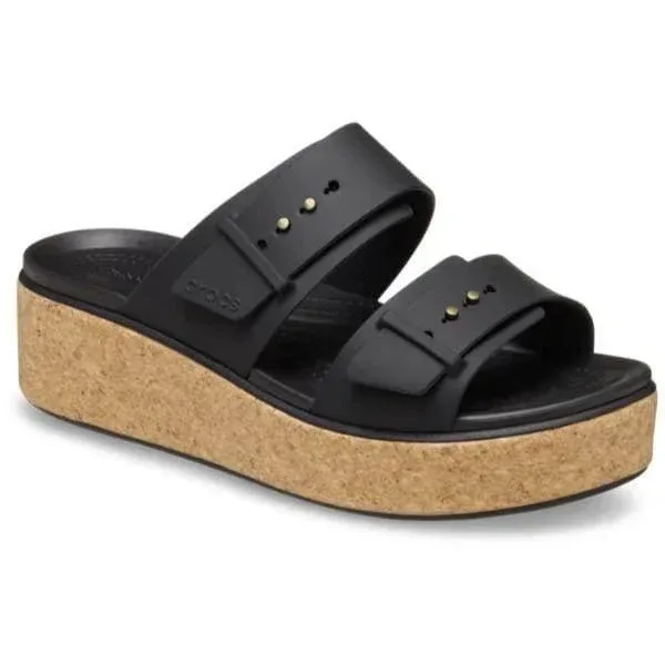 כפכפי קרוקס ברוקלין לנשים Crocs  Brooklyn Cork Buckle 211252-001 Black - Image 2