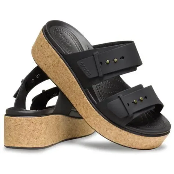 כפכפי קרוקס ברוקלין לנשים Crocs  Brooklyn Cork Buckle 211252-001 Black - Image 3