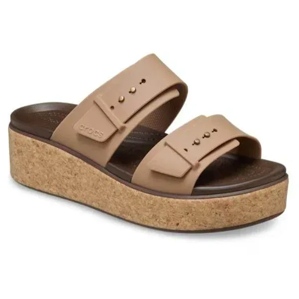 כפכפי קרוקס ברוקלין לנשים Crocs Brooklyn Cork Buckle 211252-2JJ Chocolate - Image 5