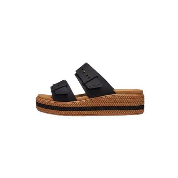 כפכפי פלטפורמה קרוקס לנשים עם סוליה קלועה Crocs Brooklyn Woven Buckle Black 209978-001 - Image 6