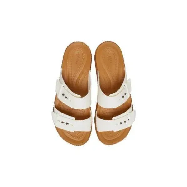 כפכפי פלטפורמה קרוקס לנשים עם סוליה קלועה Crocs Brooklyn Woven Buckle White 209978-0WV - Image 2