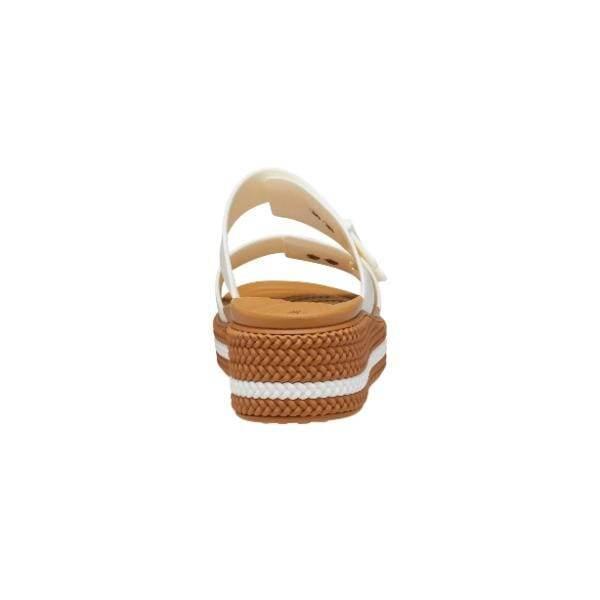 כפכפי פלטפורמה קרוקס לנשים עם סוליה קלועה Crocs Brooklyn Woven Buckle White 209978-0WV - Image 4