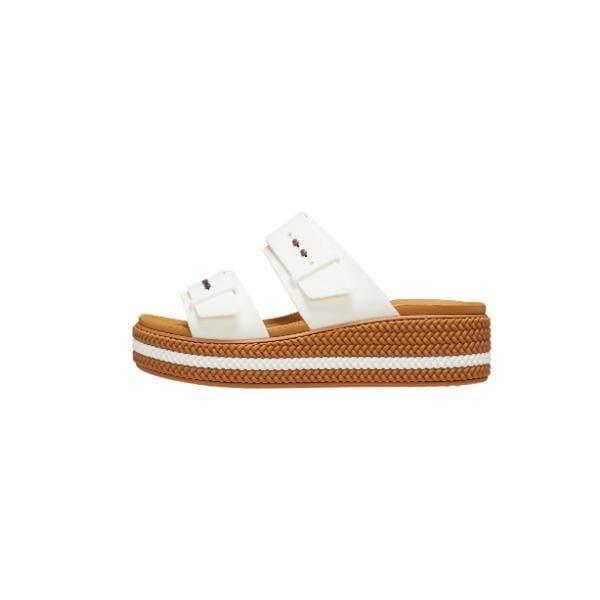 כפכפי פלטפורמה קרוקס לנשים עם סוליה קלועה Crocs Brooklyn Woven Buckle White 209978-0WV - Image 5
