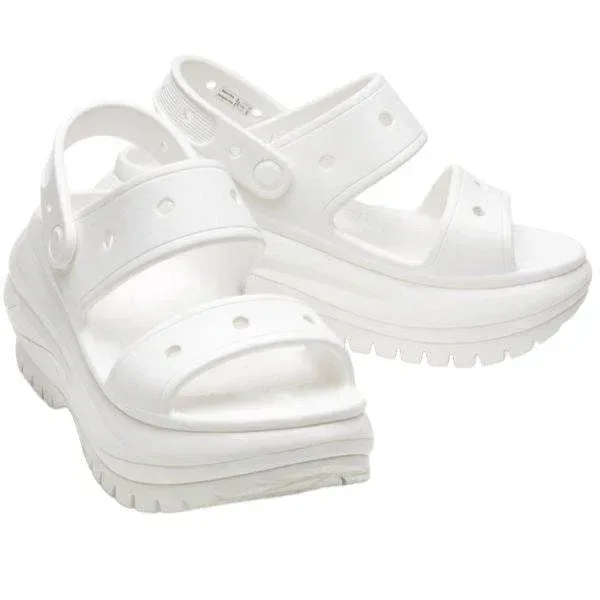 סנדלי קרורס פלטפורמה במהדורה מיוחדת Crocs Classic Mega Crush Sandal White blanc 207989-100 - Image 4