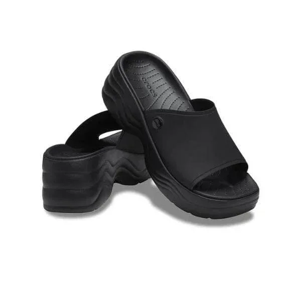 כפכפי פלטפורמה קרוקס לנשים Crocs Skyline Slide 208182-001 Black - Image 3