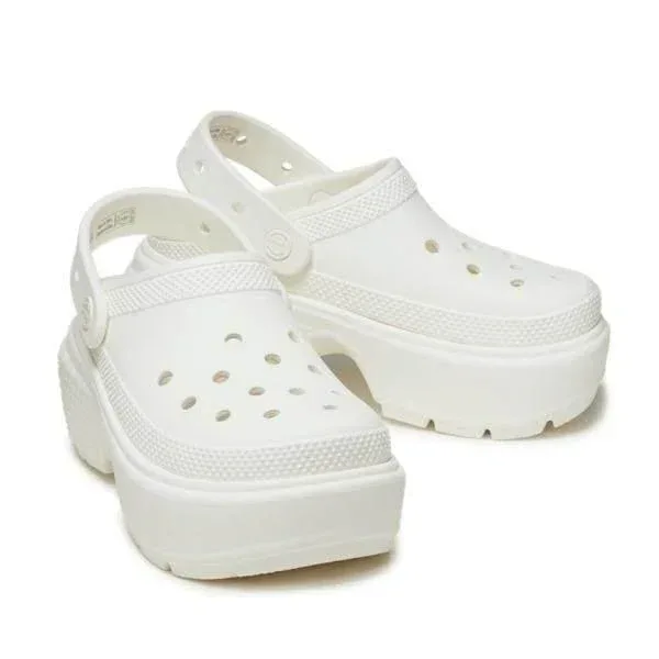 כפכפי קרוס פלטפורמה לנשים Crocs Stomp Clog-Chalky white 209347-0WV - Image 3