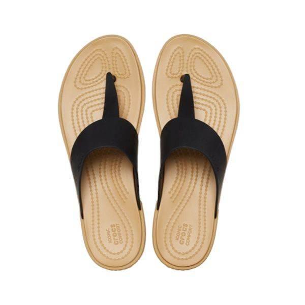 כפכפי קרוקס לנשים Crocs Tulum flip Black/Tan 206752-00W - Image 4