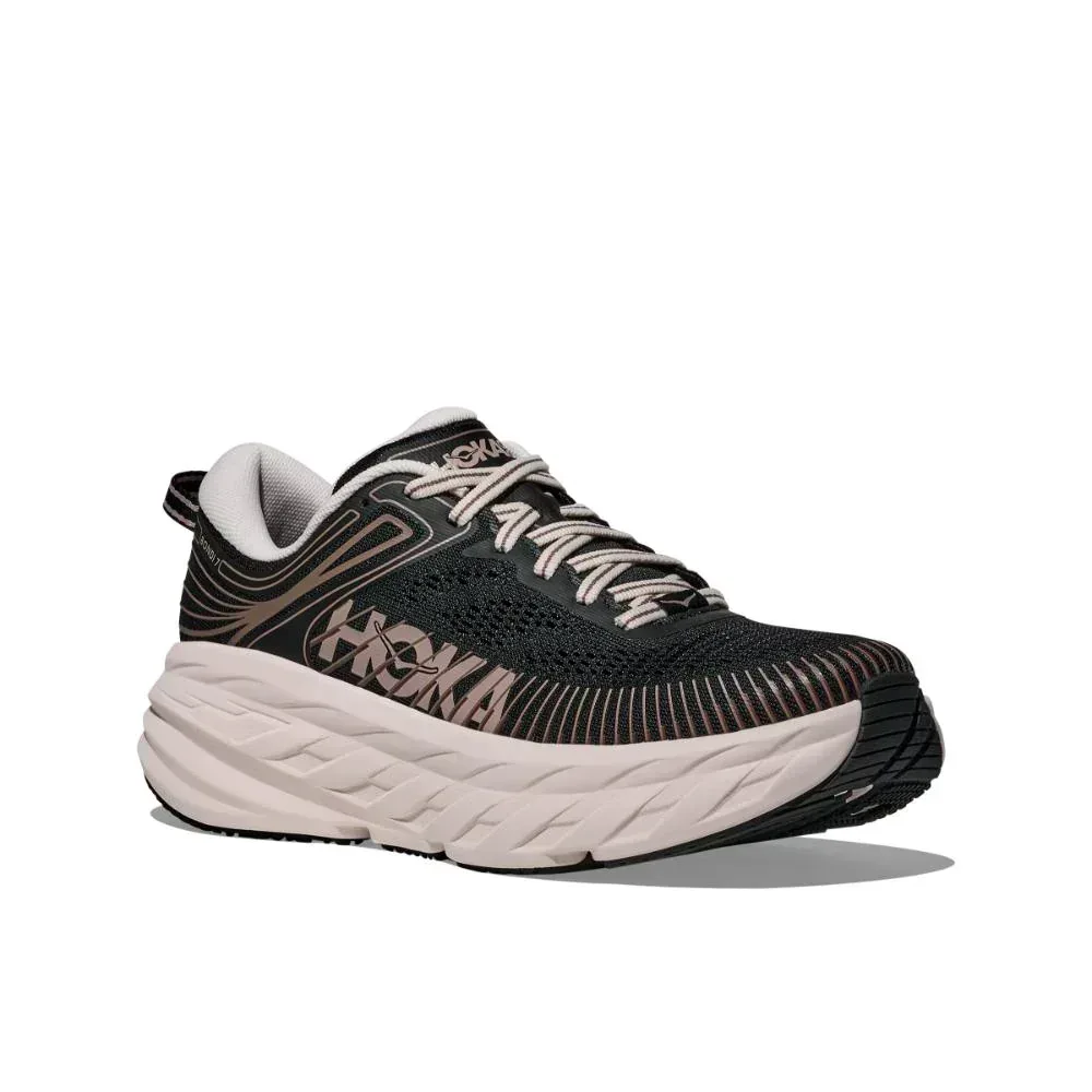 קולקציית הרטרו של הוקה Hoka 1110519/BCKRS BONDI 7 BLACK/ROSE CREAM - Image 6