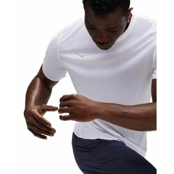 חולצת ריצה הוקה לגברים Hoka 1151071/WHT AIROLITE RUN SHORT Shirt - Image 4