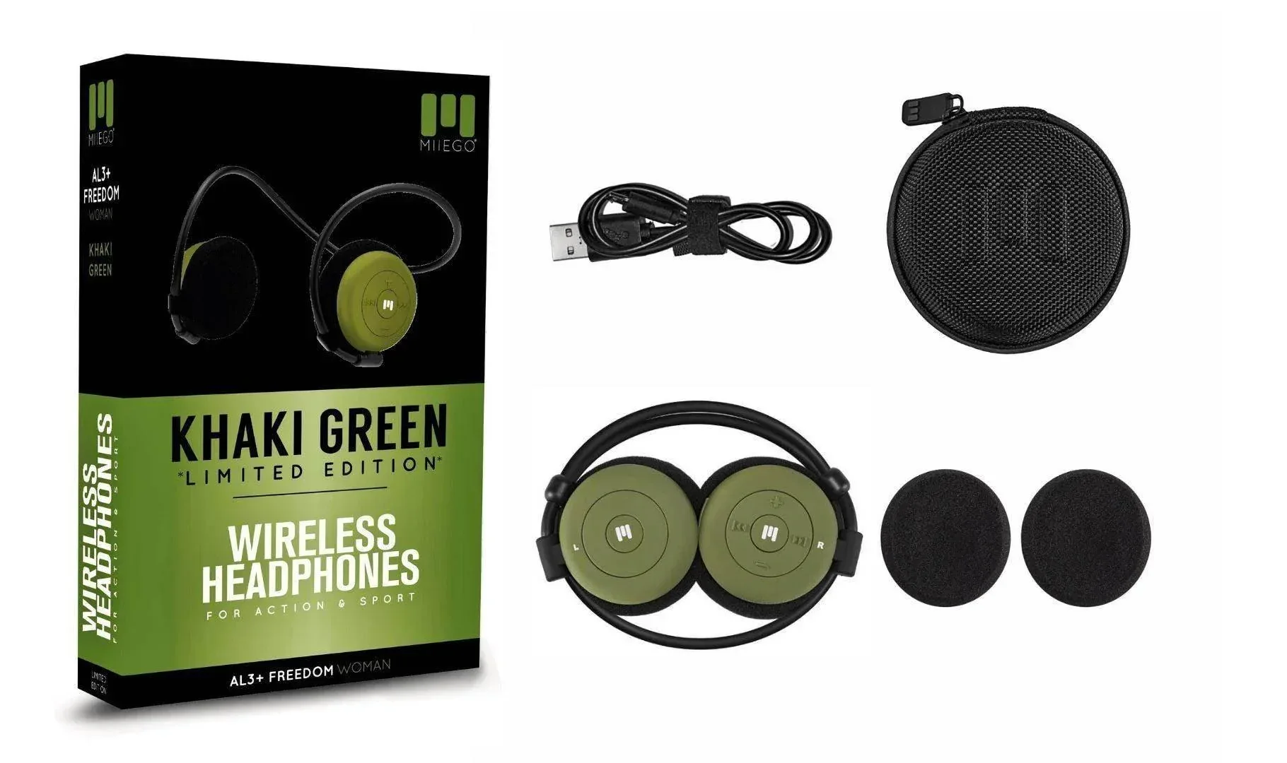 אוזניות ספורט לנשים בצבע חאקי Miiego AL3+ WOMAN KHAKI GREEN 11043 - Image 2