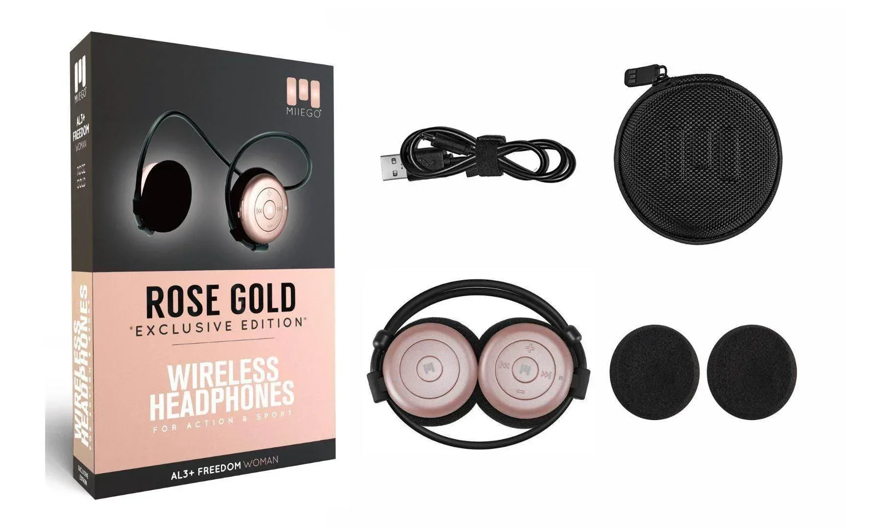 בצבע ורוד אוזניות ספורט לנשים Miiego AL3+ WOMAN Rose Gold 11041 - Image 2