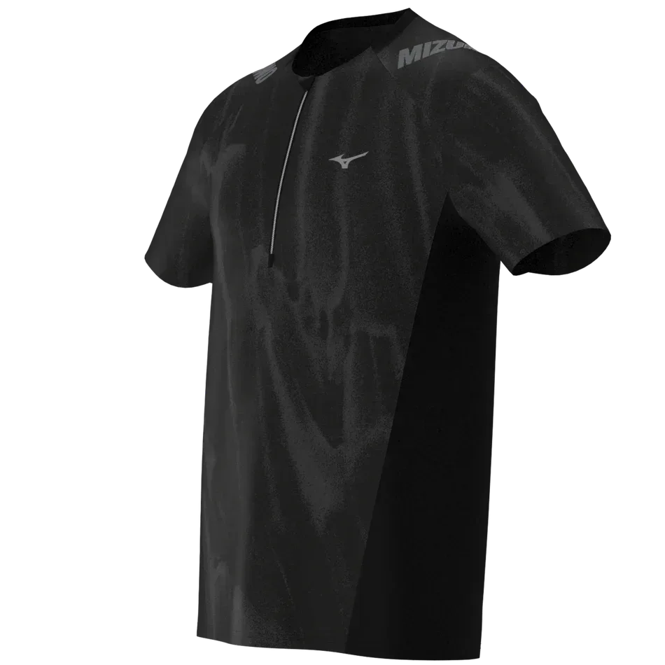 חולצת ריצה מיזונו לגברים Mizuno J2GAD00909 Graphic Short Sleeve Tee Black - Image 3