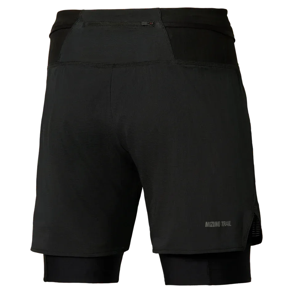 מכנס אימון עם טייטס מיזונו לגברים Mizuno Multi pocket Trail 2in1 Short Black J2GBD01009 - Image 2