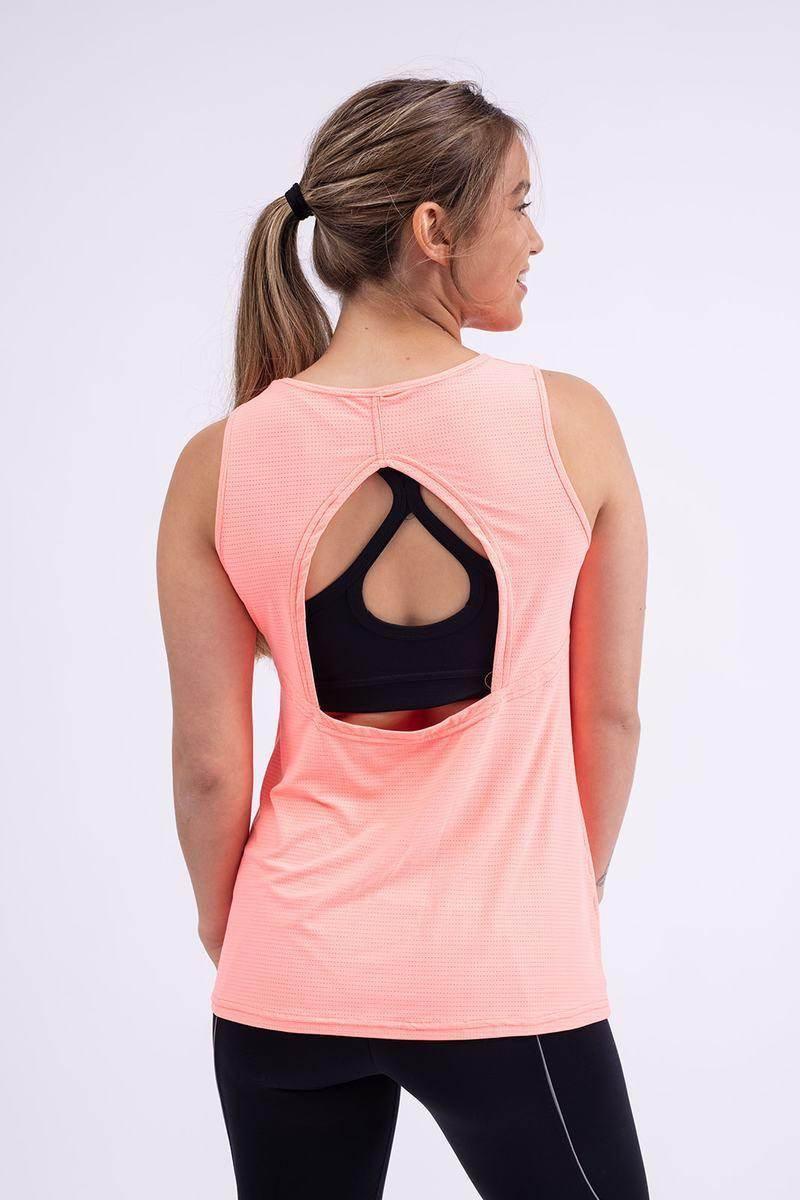 חולצת רייבן רשת גב פתוח בצבע קורל Raven Coral 5359 open back mesh shirt - Image 2