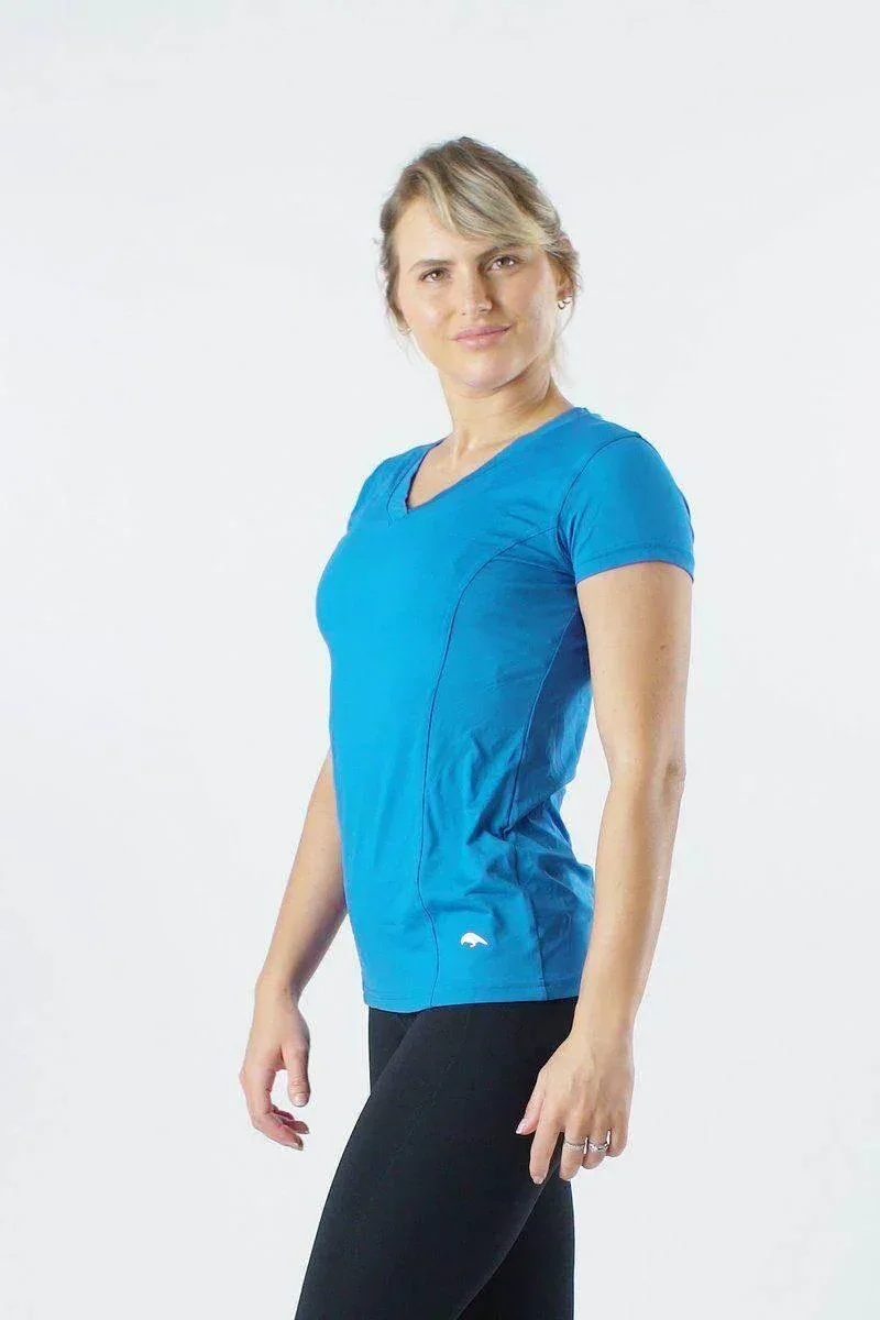 חולצת רייבן מקרו V בצבע טורקיז Raven Macro V Sleeve Shirt Turquoise 5200 - Image 2