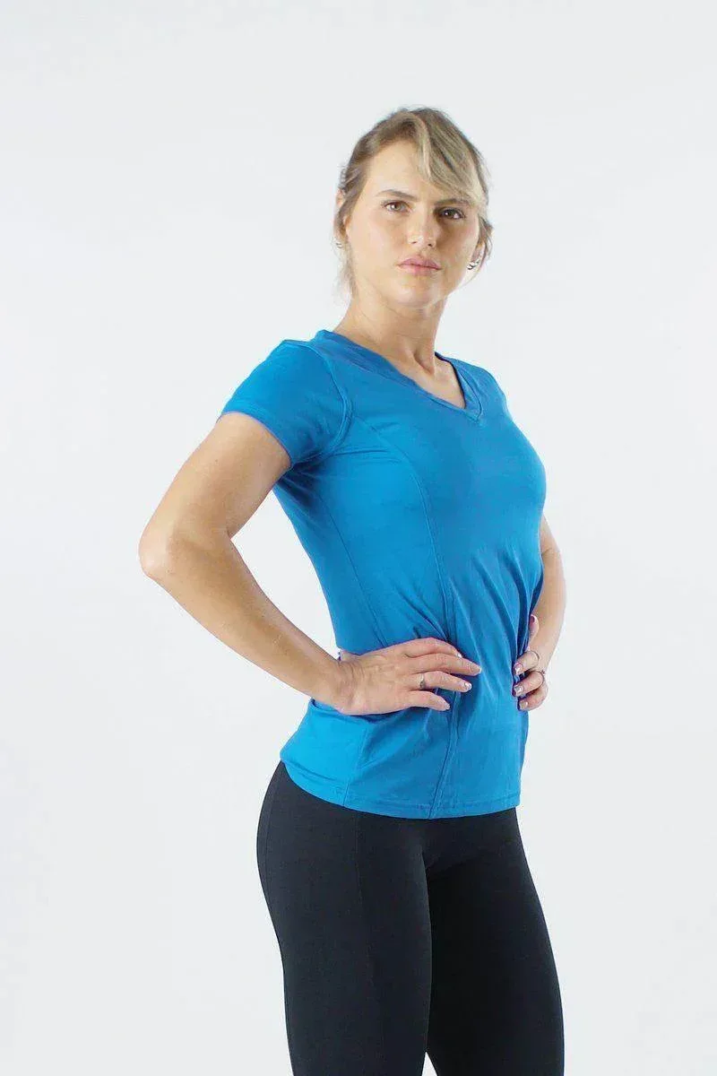 חולצת רייבן מקרו V בצבע טורקיז Raven Macro V Sleeve Shirt Turquoise 5200 - Image 5