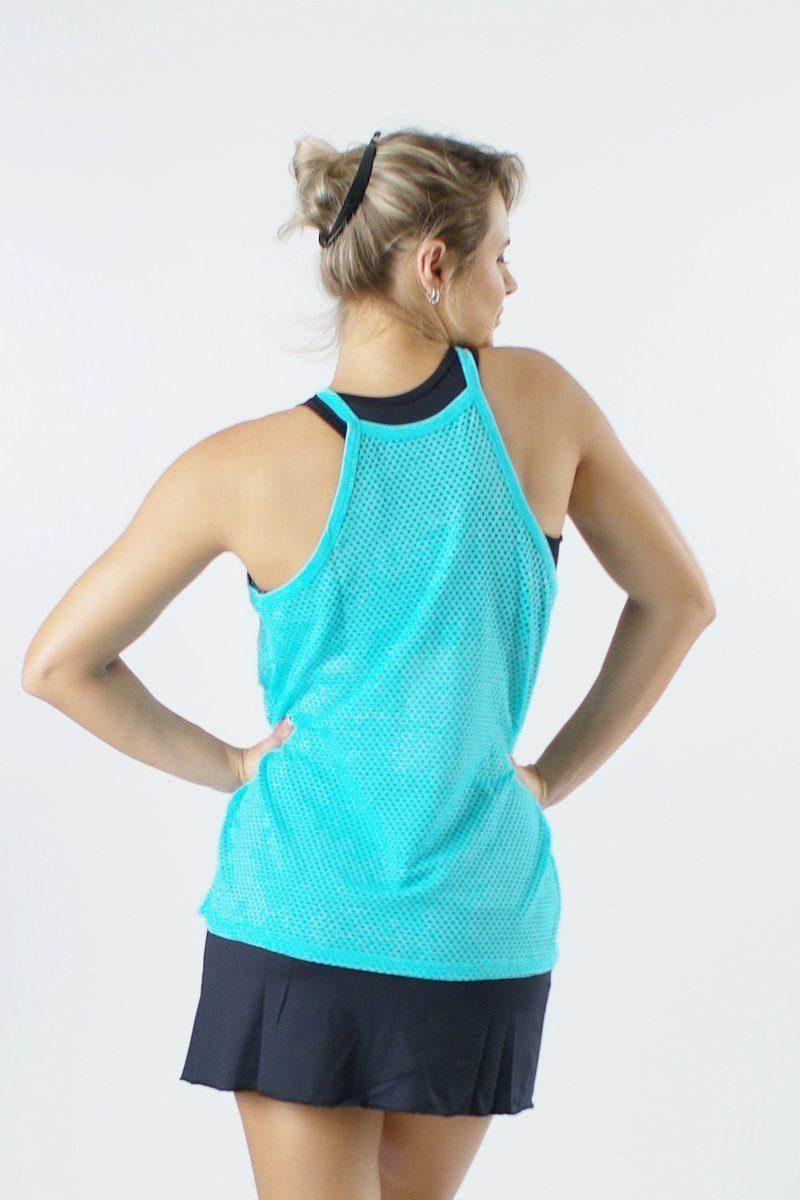 גופיית רשת ספגטי רייבן טורקיז Raven Mesh spaghetti tank top Turquoise 8111 One Size - Image 4