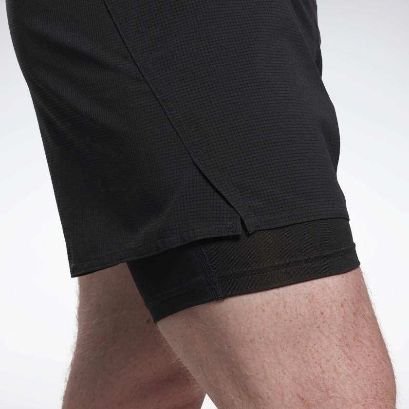 מכנס ריצה ריבוק  עם טייטס לגבר Reebok OSR EPIC 2-1 RUN SHORT FL0112 - Image 3