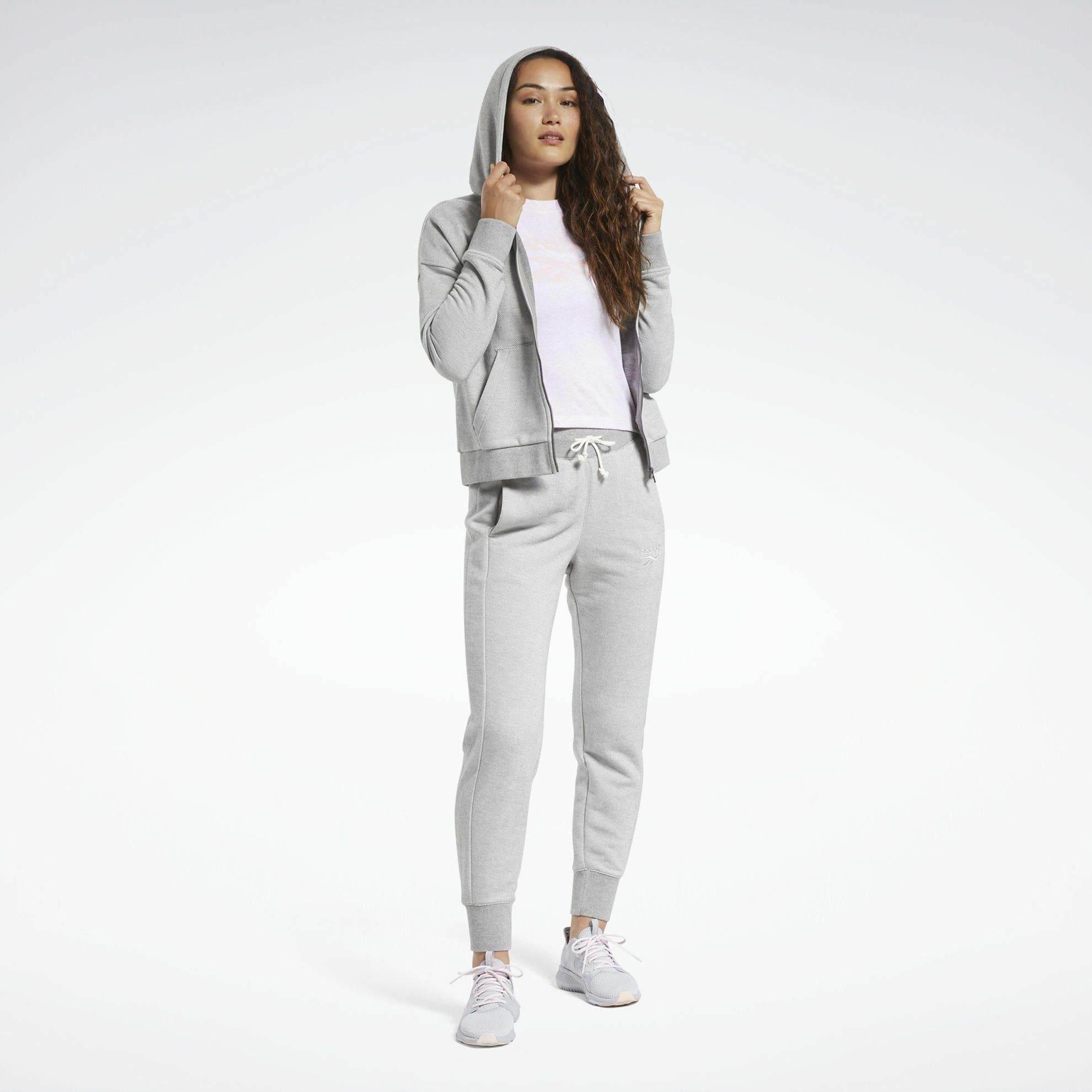 גק'ט ריבוק לנשים Reebok TE Textured Logo FullZip FT0889 grey heather - Image 3