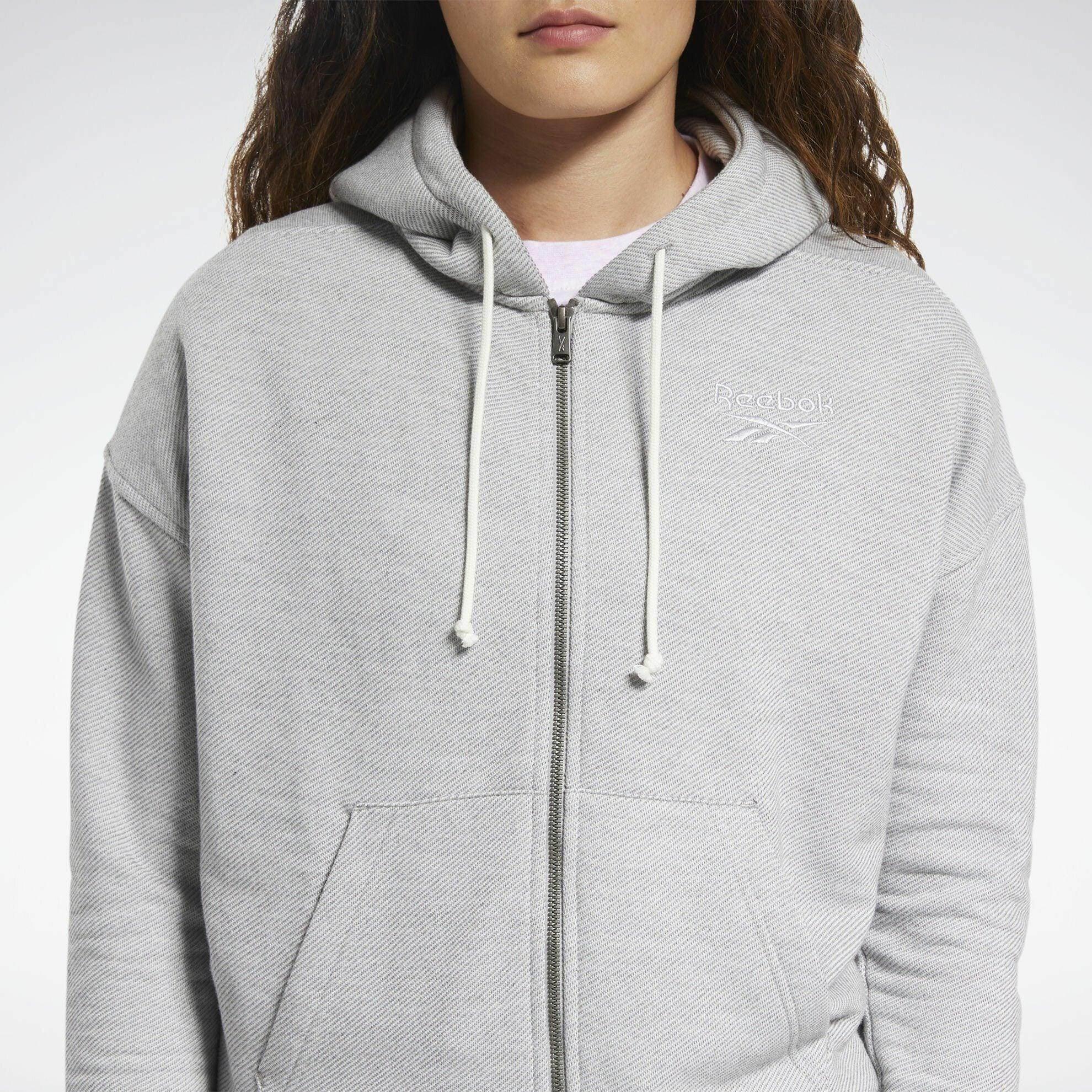 גק'ט ריבוק לנשים Reebok TE Textured Logo FullZip FT0889 grey heather - Image 4