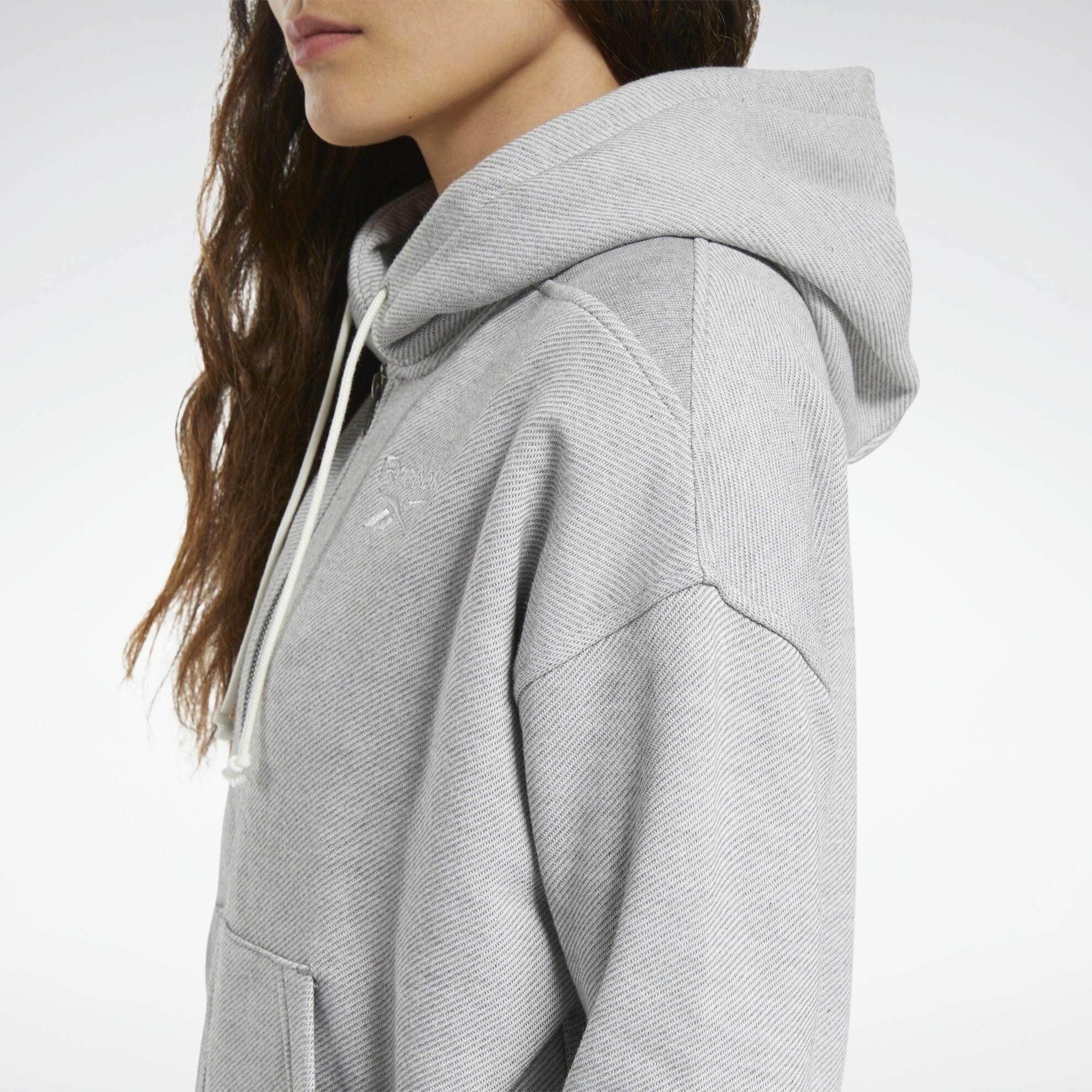 גק'ט ריבוק לנשים Reebok TE Textured Logo FullZip FT0889 grey heather - Image 6
