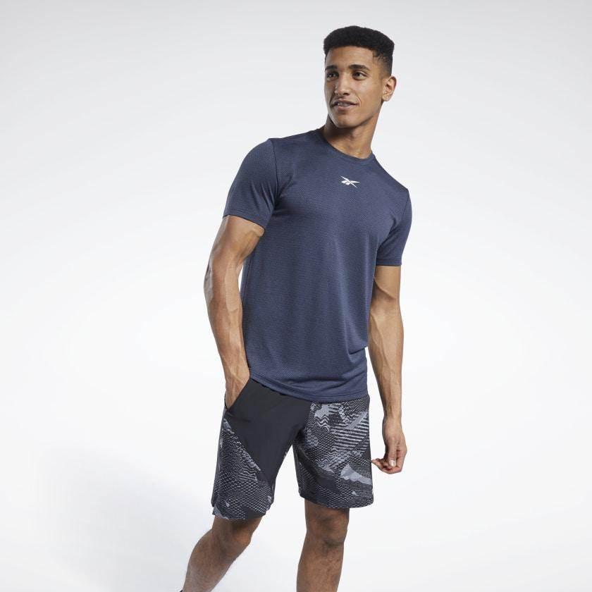חולצת ריבוק גברים Reebok WOR MELANGE SS TEE FU3293 vector navy - Image 3