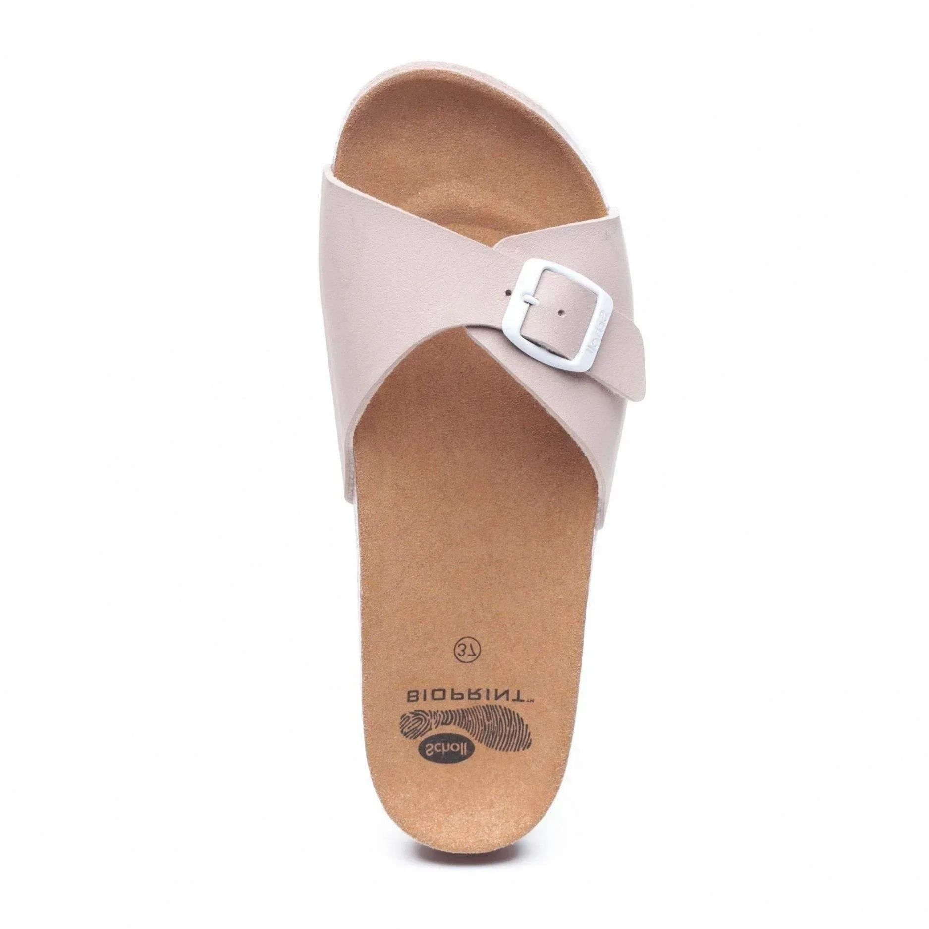 כפכף נשים עם רצועת אבזם עבה שול Scholl SCF26564 SPIKEY SS4,BEIGE/WHITE - Image 3