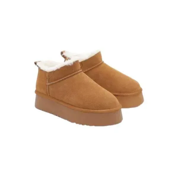 מגפי נשים פרווה זמש פלטפורמה קיארה Seventy Nine Kiara SNNEW570-CAM Fur Ankle Boot - Image 3